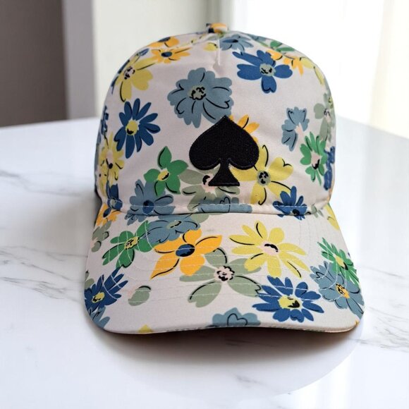 kate spade Accessories - Kate Spade New York Floral French Cream, Yellow, Blue Cap OSFM NWT